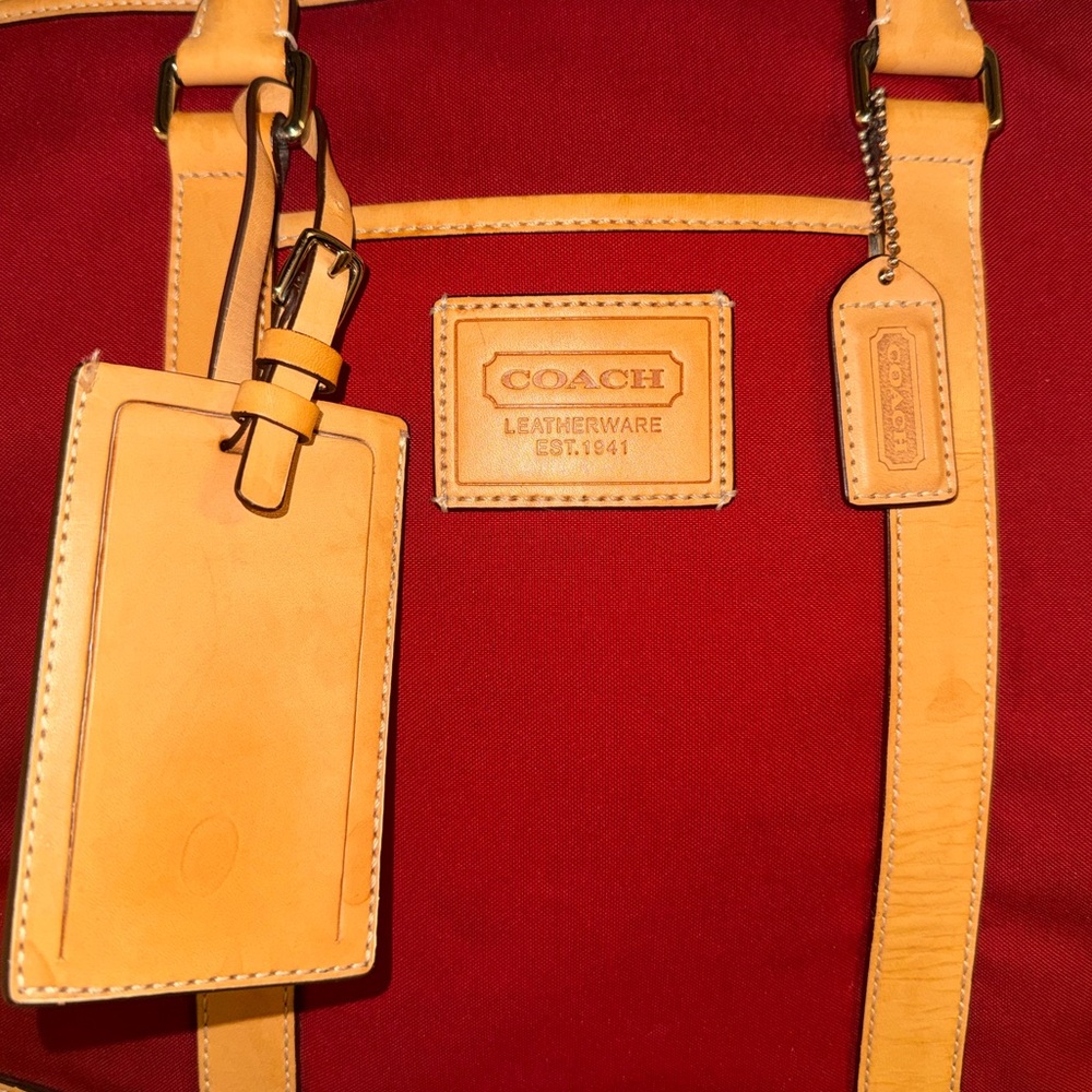 Coach Vintage Transatlantic XL Weekender Red Canvas and Leather 5968 - Picture 2 of 12